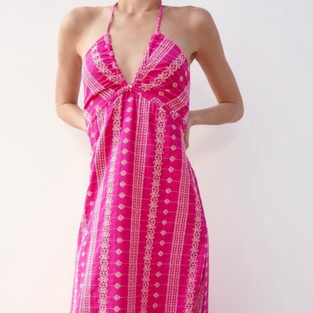 Zara open work embroidered maxi dress